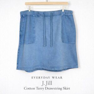 J. Jill Cotton Terry Pull On Drawstring Skirt Blue XL Tall Casual
